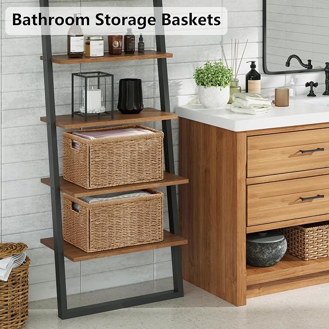 Vagusicc 2 Packs Large Wicker Storage Basket, Closet Storage Baskets Bins for Shelves, Decorative Collapsible Baskets for Organizing Clothes Toy Nursery Bathroom Organizers and Storage, Natural