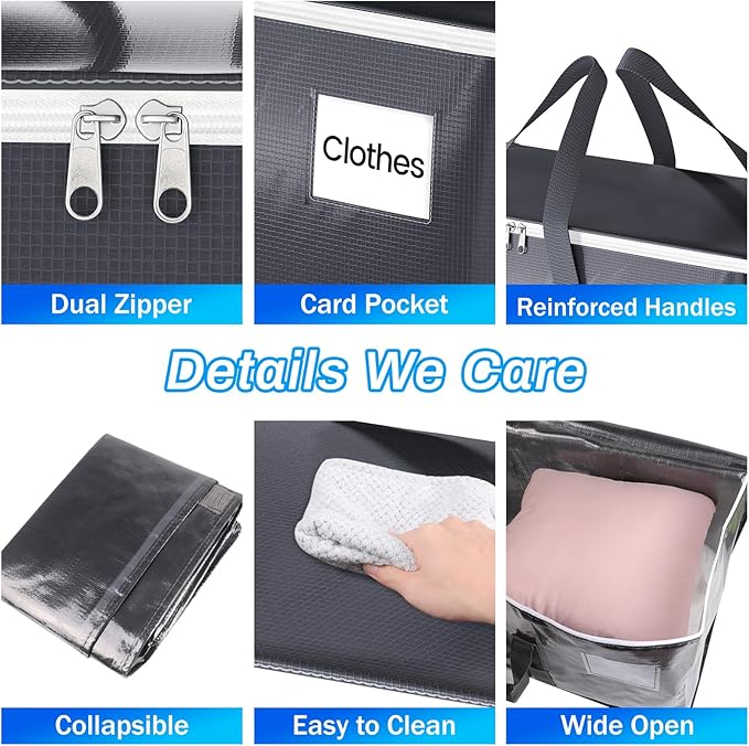 ElegantArray 8 Pack Moving Bags Heavy Duty, Moving Boxes, Storage Bags with Zipper & Handles & Tag for College & Dorm Moving Supplies Grey Laundry Hamper Bag, Foldable Space-saving Totes (76L, Grey)
