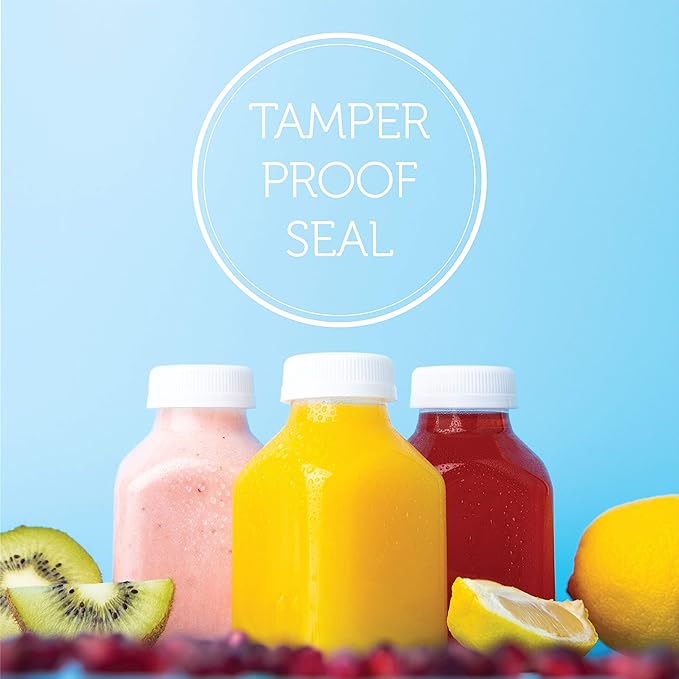 Diplastible Disposable Plastic Juice Bottles-8 Oz with Lids | 12 Pack | for Water, Orange Apple Lemon Juicing, Smoothies, Milk, Reusable, BPA Free, Tamper-Proof Caps, Catering, Takeout