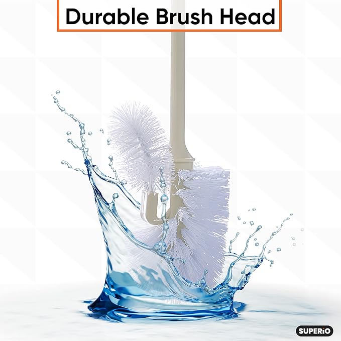 Superio Toilet Brush and Holder Toilet Scrubber Bowl Cleaner Brushes Wand, Toilets Brush with Holder Caddy, Bathroom Cleaning Brush, Bowl Brush Set