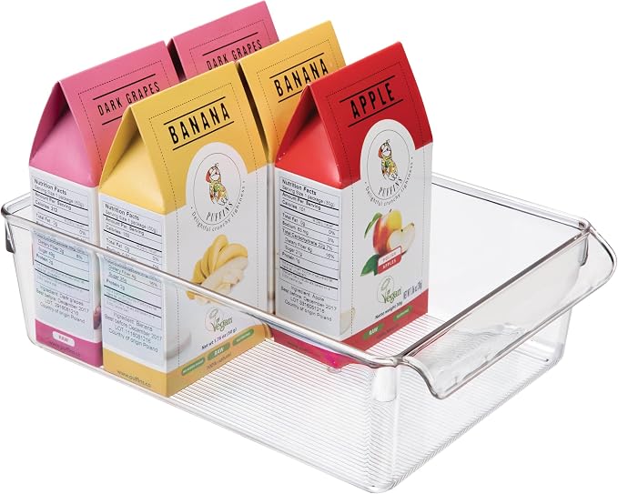 iDesign Fridge Storage Bin with Handle, Clear | Fridge Tray, For Cheeses and Snacks