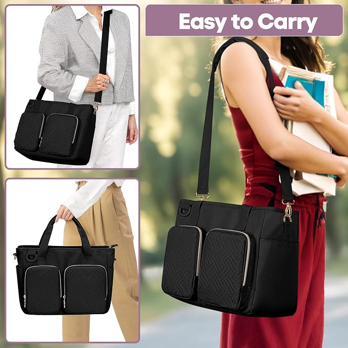 Teamoy Journal Supplies Storage Case, Journal Bag Planner Case, Black | Quilted Stationery Bag with Shoulder Strap, Large Travel Organizer for B5 Notebooks, Planner, Pens, and Journal Accessories