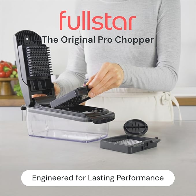 Fullstar Vegetable Chopper & Mandoline Slicer for Kitchen - Food Chopper with Container, Cheese Grater, Home Essentials & Kitchen Gadgets (7 in 1, Black)