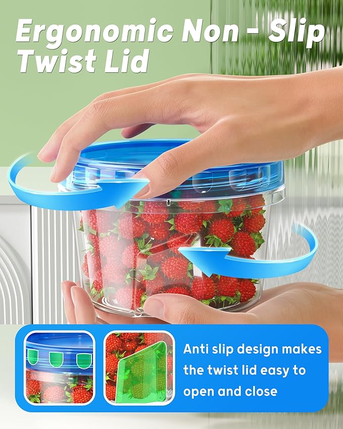 BiuLeon 6 Pack-17oz Freezer Storage Containers, Plastic Food Storage Containers with Twist Top Lids, BPA Free and Reusable Soup Containers with Lid, Microwave and Dishwasher Safe
