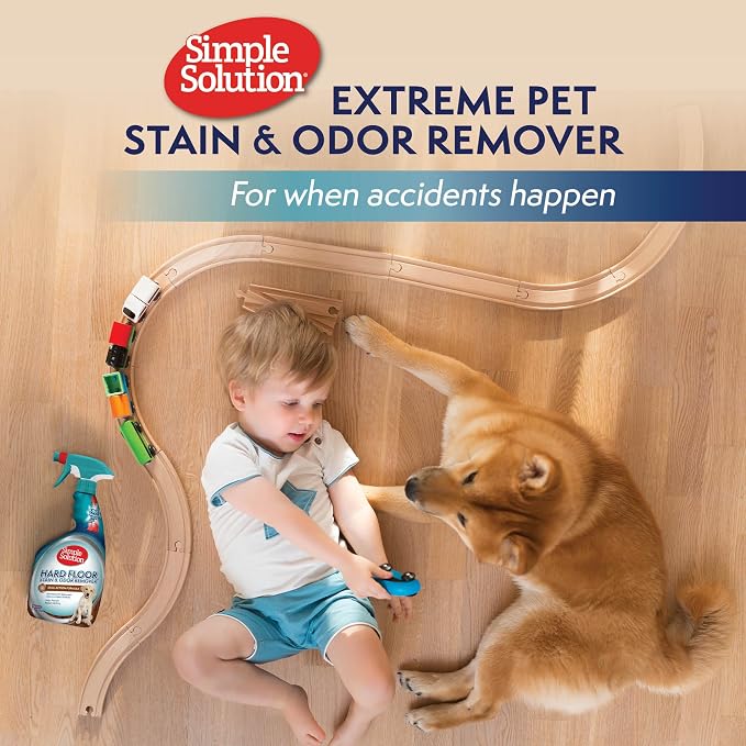 Simple Solution Hard Floor Pet Stain and Odor Remover, Dog Stain and Odor Eliminator Spray, Enzyme Cleaner, Pet Urine Remover for Hardwood Floors, Pee and Poop Destroyer, 32oz and Gallon Bundle