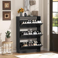 Wodeer Narrow Shoe Cabinet for Entryway, Slim Shoe Storage Cabinet with 3 Flip Drawers, Hidden Wood Shoe Cabinet Storage, Freestanding Shoe Rack Organizer Foyer, Hallway, Black