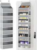 Yecaye Over Door Organizer, 60 lbs Load Capacity, Metal Hanging Storage with 6 Shelves for Toys, Bathroom, Nursery, Dorm Room, Grey,1Pc