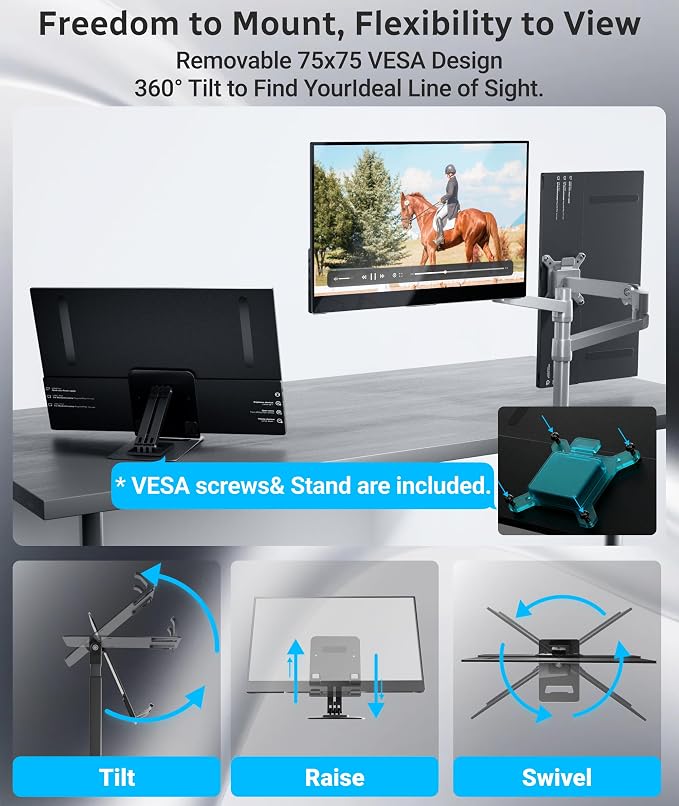 Ingnok Touchscreen Monitor for Laptop,Dual USB C,15.6Inch FHD 1080P | 10 Point Touch,USB C mini HDMI for Laptop,Mac,mini PC,Built in Speakers,with Adjustable Stand,VESA,Lightweight,Eyecare