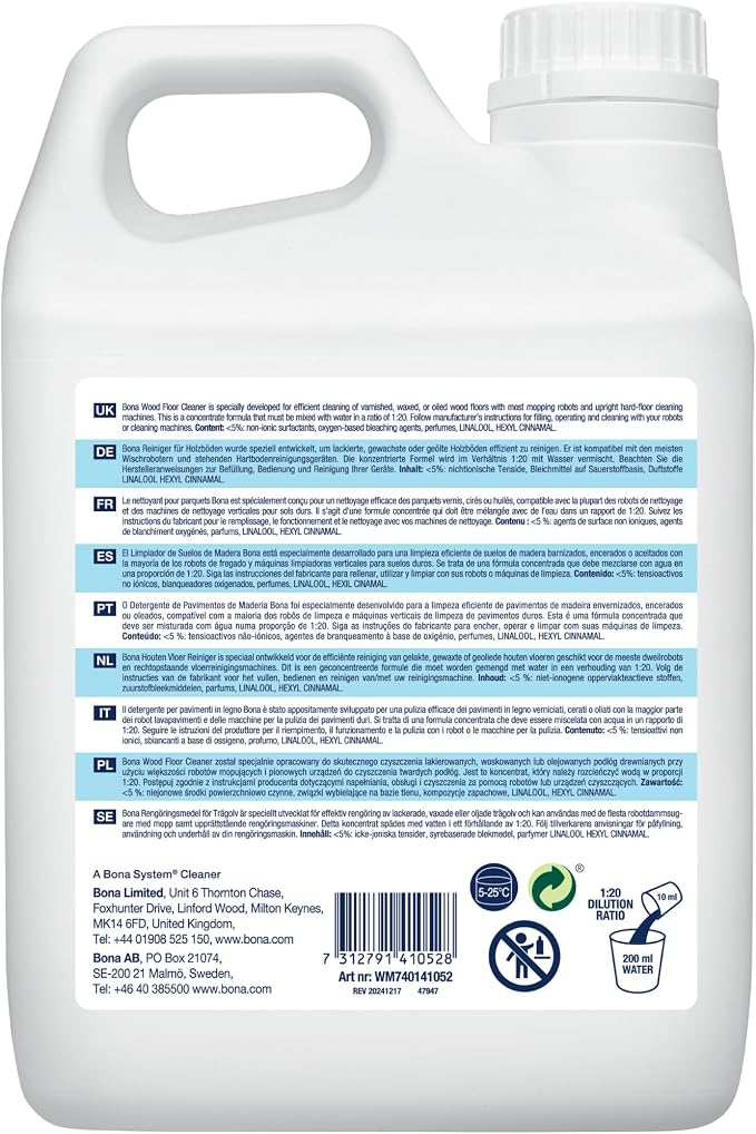 Bona Wood Floor Cleaner Concentrate for Mopping Robots 2.5L