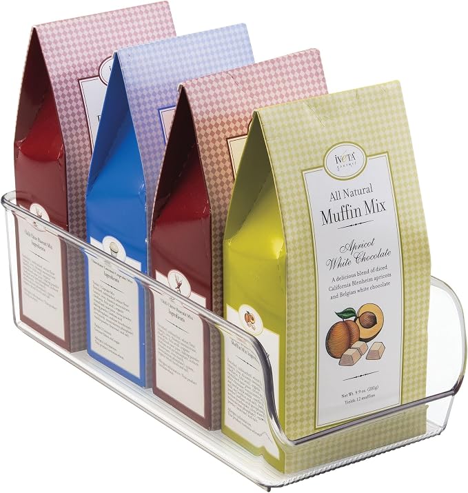 iDesign Linus Collection Organizer Bin, Set of 2, 5.25" x 11" x 3.5" | Recycled Plastic, Freezer and Refrigerator, Clear