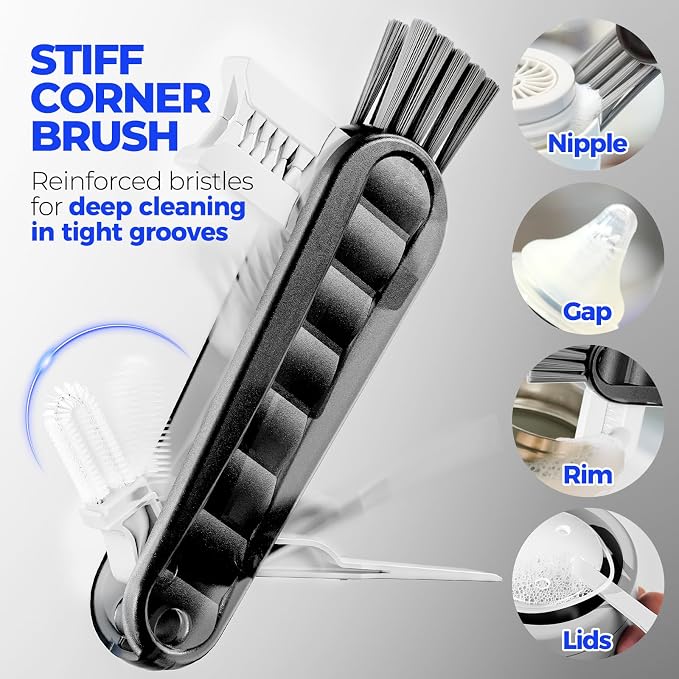 Holikme 6 Pack Bottle Brush 14" Stainless Steel Straw Cleaner Brush,Yellow | Bottle Cleaner Brush, 3 Straw, Bottle Cleaning Brush for Water Bottle, Baby Bottle Brush, Antistatic Brushes