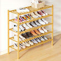 Smiry Bamboo Shoe Rack for Closet, 5 Tier Long Wooden Shoe Organizer, Stackable Wood Shoe Storage Shelf for Entryway, 14 Vertical Slats, 2+3 Stack Heavy-Duty Legs, 33.86"x11.02"x31.3", Natural
