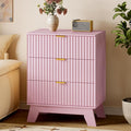 BORNOON Fluted 3 Drawer Dresser, 30.3" Tall Compact Modern Boho Chest of Drawers, Wooden Storage Cabinet for Bedroom, Living Room, Entryway, Curved Profile Design