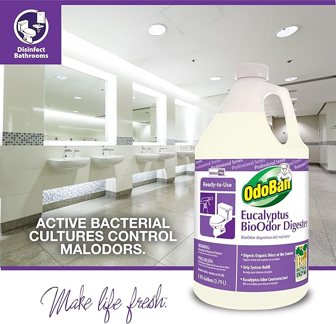 OdoBan Professional Cleaning Ready-to-Use BioOdor Digester Harsh Aroma Counteractant, Made in the USA, 2-Pack, 1 Gallon Each