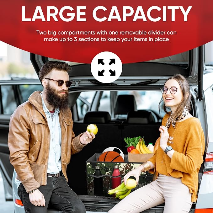 FORTEM Trunk Organizer For SUV Car Trunk Organizer, Foldable Storage, Car Accessories for Women Men, Collapsible Bag, 600D Oxford, Non Slip Bottom, Straps, Soft Cover (65L)