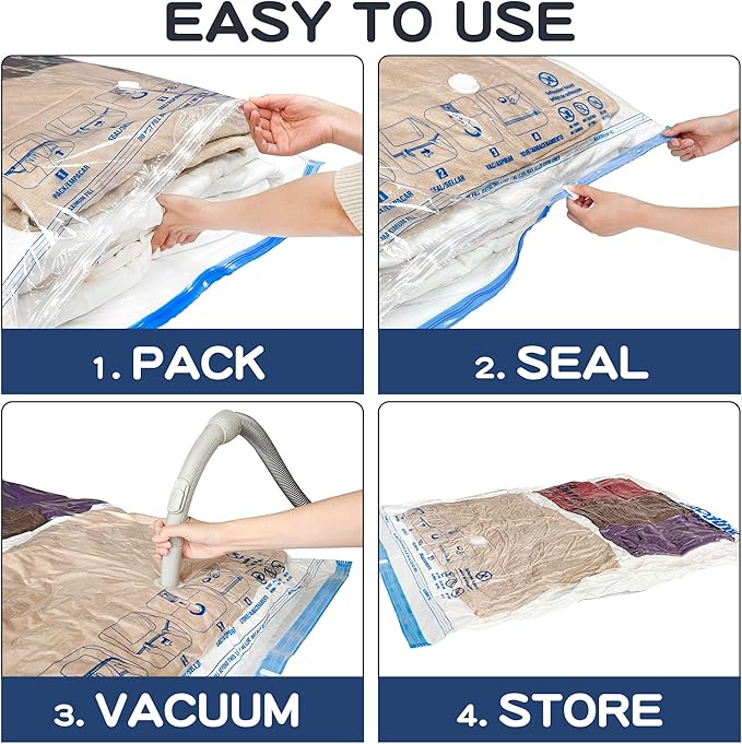 XXL Jumbo Vacuum Storage Bags, 47''X35'' Extra Large Space Bags for Blanket, Bedding, Comforters (8-XXL)