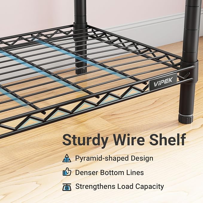 VIPEK V5C Heavy Duty Covered Clothes Rack Portable Closet Rack, Black Metal Clothing Rack with Black Upgarded Polyester Cover, Adjustable Custom Freestanding Closet Wardrobe, Max Load 800LBS