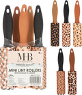 5pc Brown Mini Lint Roller Value Pack - Colorful Compact Rollers for Travel | Pet Hair & Lint Remover for Clothing & Household Use. Portable On-the-Go Lint Removers