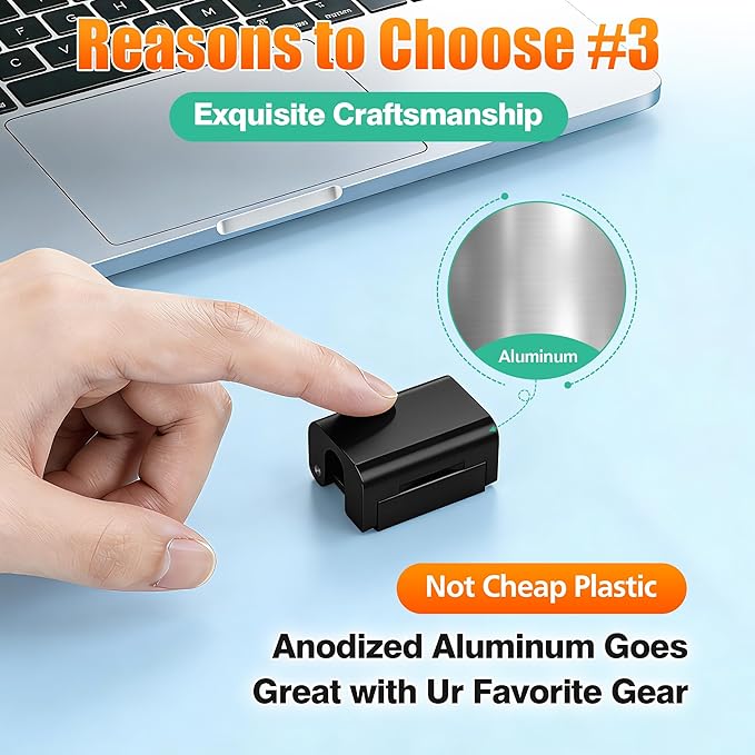 AGVEE 8 Pack Magnetic Cord Organizer Clips, 10mm Ultra-Thin Aluminum Cable Management Holder, 2 Pairs of Strong Magnets Keeper for Home Desk Office Gadgets Accessories, Residue-Free Tape, Black