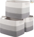 OIASKET Storage Baskets for Organizing, Woven Baskets for Shelves, Rectangle Decorative Organizer for Storage Clothes, Toy, Books, Towels Nursery Bins 3 Pack (Gradient Grey, 15.75"x11.8"x9.85")