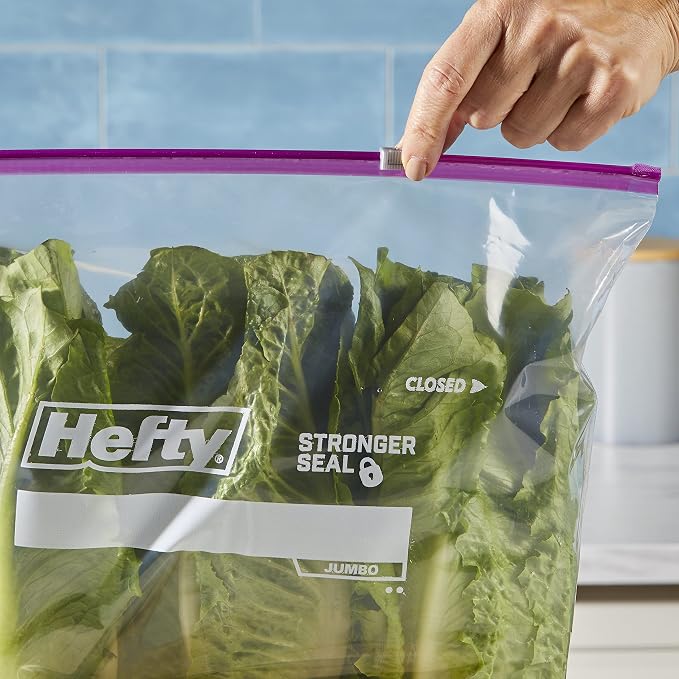 Hefty Slider Jumbo Storage Bags, Extra Large 2.5 Gallon Size, 12ct | Oversized 2.5 Gallon Storage Bags, Store Bulk Food, Clothes, Shoes, and More, Writable Label, Secure Slider Closure