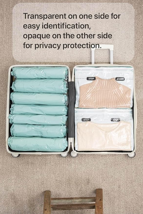 Vacuum Storage Bags for Clothing - NeatNest 6 Pack Roll-Up, 40×60cm (15.7"×23.6"), No Vacuum Needed, Compression Packing Bags for Clothes, Carry-On Luggage, Camping, and Travel