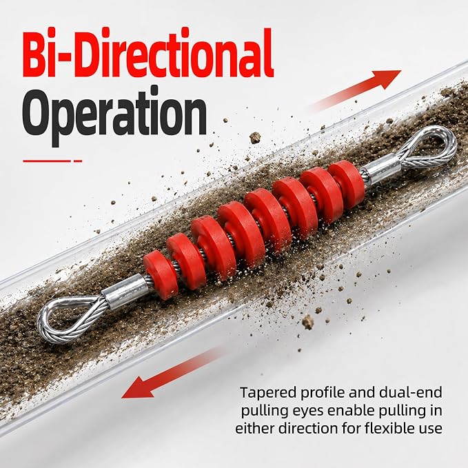 30464K Flexible Cable Conduit Mandrel, 4 Inch Bidirectional Cable Mandrel Grip Tools 6600LB Duct Preparation Cable Pulling, for Electricians Telecommunications Contractors