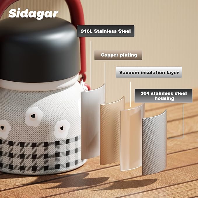 24 oz Insulated Food Jar with Handle, Aesthetic Stainless Steel Vacuum Lunch Container for School Office, Keep Hot/Cold Soup, Oatmeal, Smoothie Bowl, Retro Bloom Red