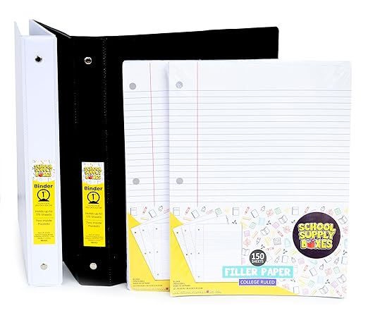 School Supply Boxes | Secondary School Bundle (1 Box) | Back to School Essentials Kit for Students & Teachers | Includes 1" Binders, College-Ruled Notebooks, College-Ruled Filler Paper, & More