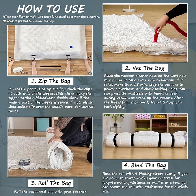 Vacuum Mattress Bag for Memory Foam and Latex - Sealed for Easy Movement, Transport and Storage (Queen/Full/Full-XL)