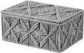 Decorative Boho Storage Baskets with Lid Bohemian Macrame Jewelry Box Handmade Natural Cotton Rope Woven Bins Memory Keepsake Photo Makeup Organizer Shelf Container (Gray, Large)