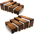Yikaroeli Large Wood Display Risers Wooden Cupcake Stand Cake Stands Dessert Food Buffet Display Stand for Vendor Events 2 Set 4 Tiered Racks Perfume Organizer Kitchen Spice Storage(Brown)