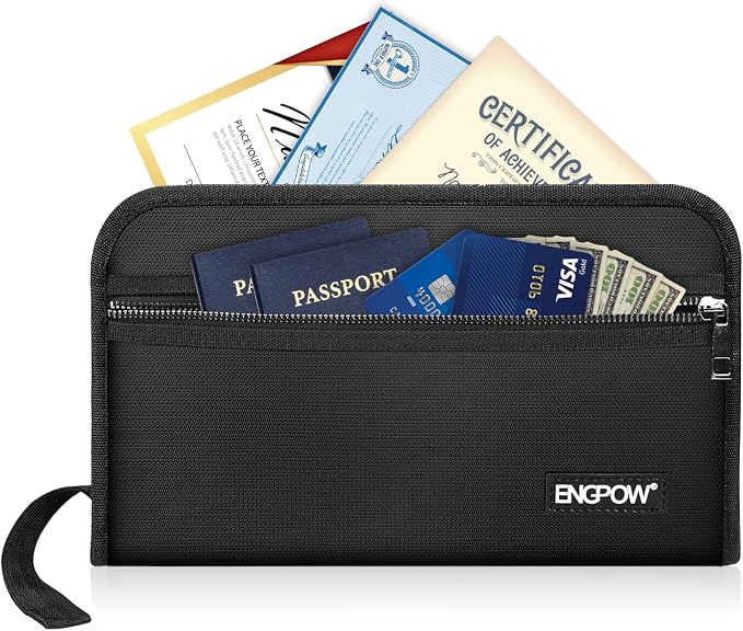 ENGPOW Fireproof Receipt Bill Coupon Organizer with 13 Colorful Pockets | Expanding File Organizer with Labels,Portable Money Storage Holder,Home Office Travel Supplies,A5 Size,(11.4" x 6.7")