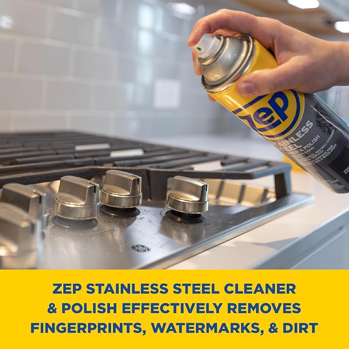 Zep Stainless Steel Cleaner and Polish 14 ounces - ZUSSTL14 - Protects Metal Surfaces from Fingerprints, Soil and Waterspots