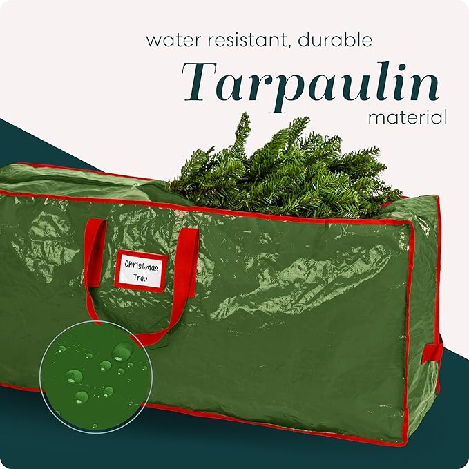 Christmas Tree Storage Bag - Stores 7.5 Foot Artificial Xmas Holiday Tree, Durable Waterproof Material, Zippered Bag, Carry Handles, Protects Against Dust, Insects and Moisture (Green)