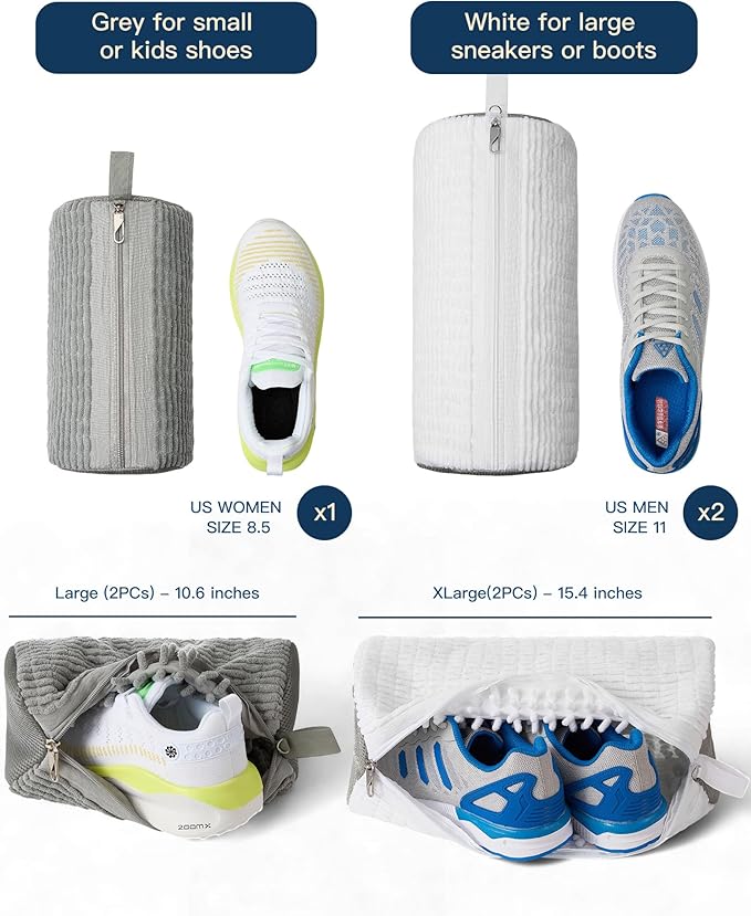 4 PCs Shoe Washing Machine Bag, Upgraded Lock-Zipper Design, 360° Deep Clean for Sneakers, Tennis Shoes and Slippers, Quiet Shoe Laundry Bag for Washer and Dryer (4 PACK)