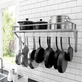 KES 30-Inch Silver Gray Pot Rack with 12 Sturdy Hooks, Wall Mounted | Holds 88 lbs, Cast Iron Pots and Pans Organizer, Kitchen Wall Hanging Hanger Shelves, Modern, KUR215S75A-SG