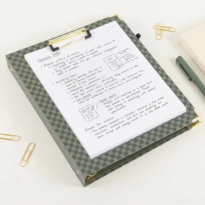 Aesthetic Clipboard Binder with Dividers - Document Organizer and Clipboard Folder for Work - Sturdy 3 Ring Binder & Planner Folio for Streamlined School Projects, Notes and Daily Office Productivity