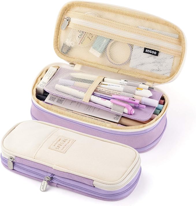 EASTHILL Big Capacity Pencil Pen Case Office College School Large Storage High Capacity Bag Pouch Holder Box Organizer Blue (Purple)