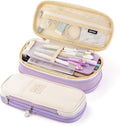EASTHILL Big Capacity Pencil Pen Case Office College School Large Storage High Capacity Bag Pouch Holder Box Organizer Blue (Purple)