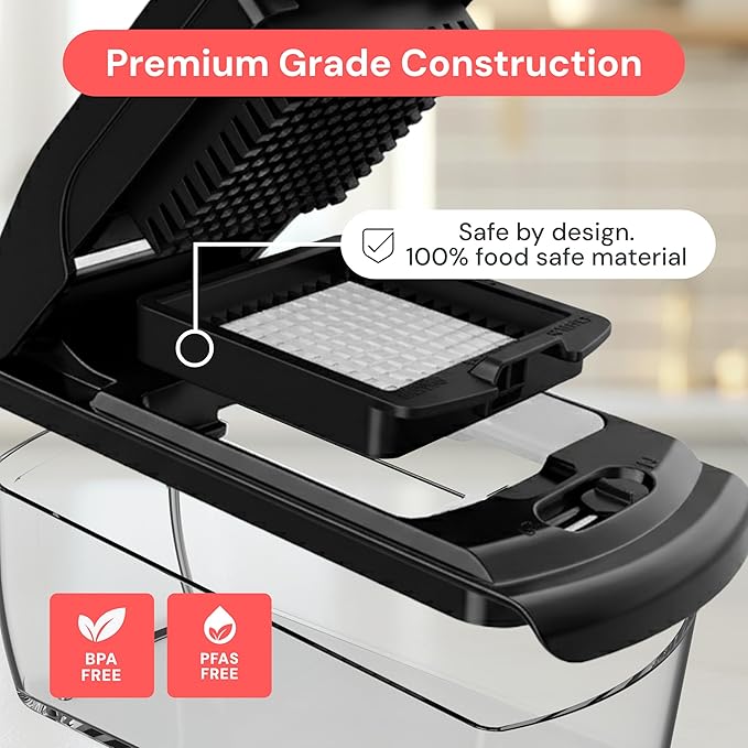 Fullstar Vegetable Chopper & Mandoline Slicer for Kitchen - Food Chopper with Container, Cheese Grater, Home Essentials & Kitchen Gadgets (7 in 1, Black)