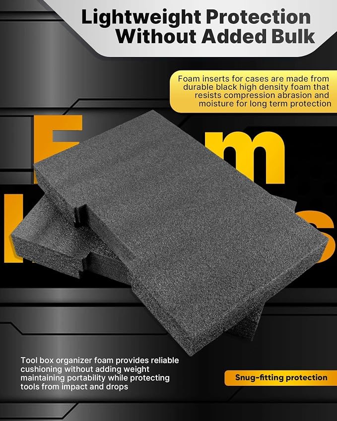 2 Pack Organizer Foam Inserts Compatible with 2.0 DWST08320 & DWST08330 2 and 3 Drawer Tool Box, Black Customizable Foam Inserts – DIY Cut & Organize with Impact Protection