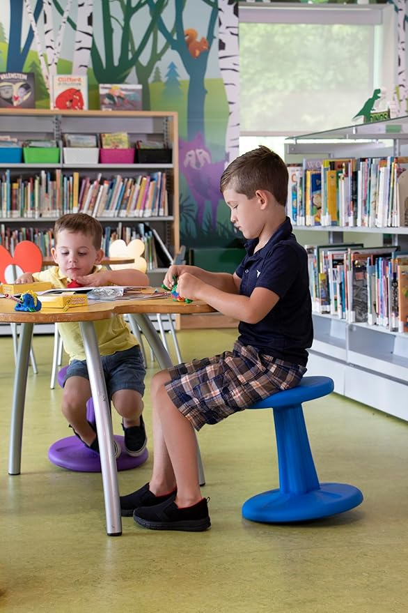 KORE DESIGN Wobble Stool Chair, Girls + Boys Kid Desk Stools, Ergonomic Small Office Chairs, Flexible Seating for Active Kids, ADD/ADHD, Classroom, School, Home, Pre-Teen (18.7in) Age 10-11 yr, Purple
