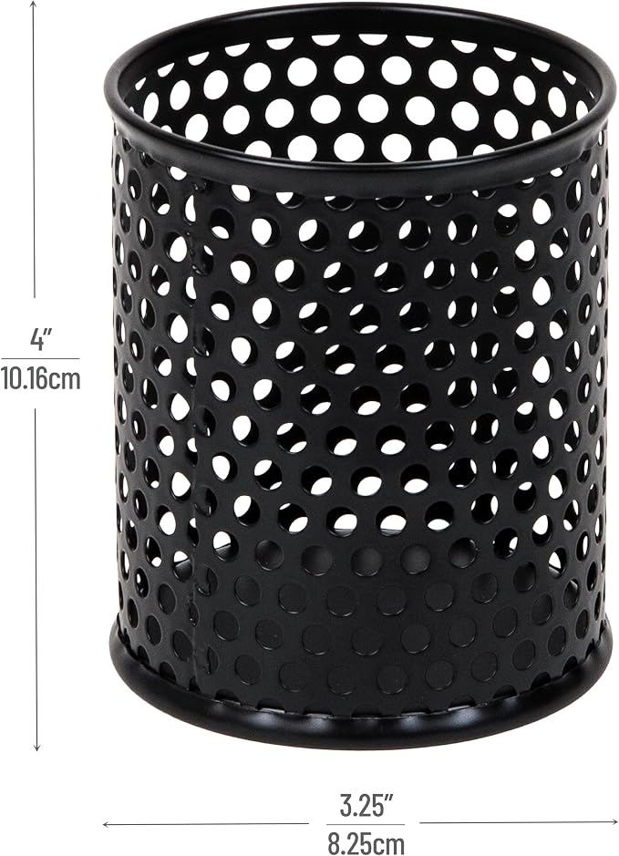 Mind Reader Metal Pen Cups, Mesh Pencil Holders, Desktop Organizer Set, Metal, Set of 3, Black
