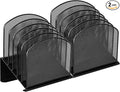 Desktop File Organizers 2 Pack Inclined Document Holders 5 Section Office Supplies Mesh Vertical File Sorters Metal File Storages (2)