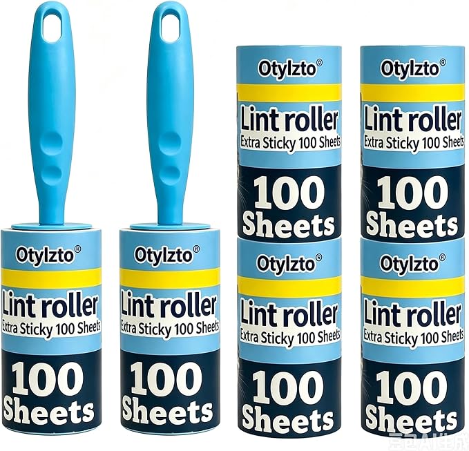 Otylzto 600 Sheets Extra Sticky Lint Rollers for Pet Hair lint Remover | Easy Spiral Tear for Clothes with Ergonomic Handle, for Furniture, Carpet, Car Seat, Lint roller refills house necessities