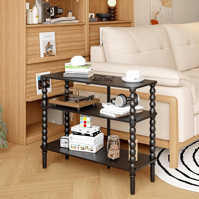 Veegle Shoe Rack,3 Tier Shoe Organizer Shelves,End Side Table,Black | Solid Wood Legs for Closet, Entryway, Garage & Corridor, Easy Assembly