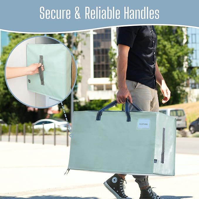 VENO 2 Pack Extra Large Heavy Duty Moving Bags with Wide Opening & Reinforced Handles, Reusable Storage Tote Bags with Strong Zippers for Clothes, College Dorm Essentials & Moving Supplies