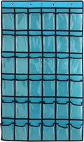 NIMES Hanging Closet Underwear Sock Jewelry Storage Over The Door Classroom Cell Phone Calculator Organizer 36 Clear Pockets (Blue)