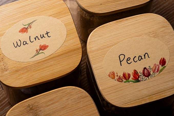 MONEST Waterproof Label Stickers for Jars and Lids, Pantry, Mason Jar, Canning, Spice, Bottle Labels (Red Tulip 2"x3")